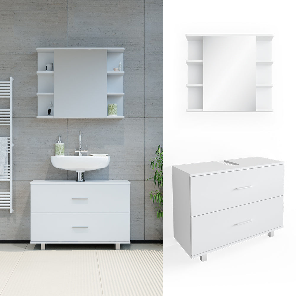 Vicco Set mobili bagno Bianco 2 parti, mobile base 80 cm