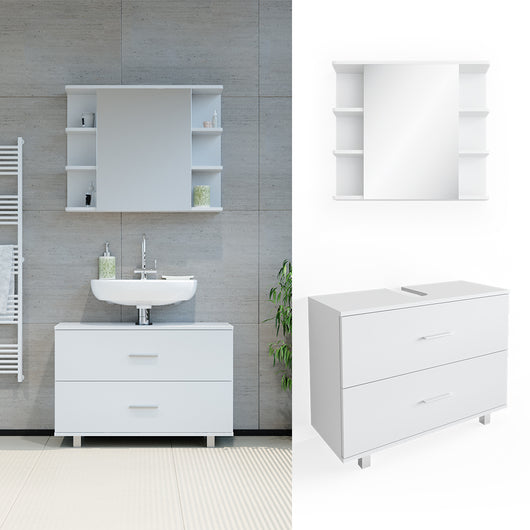 Vicco Set mobili bagno Bianco 2 parti, mobile base 80 cm