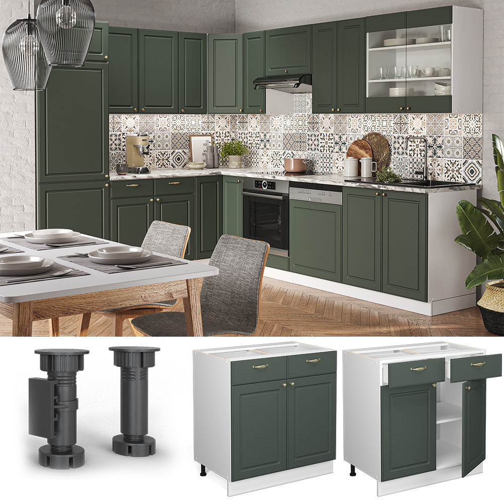 Vicco Mobiletto base per cucina Verde-oro Country House 80 cm senza piano di lavoro