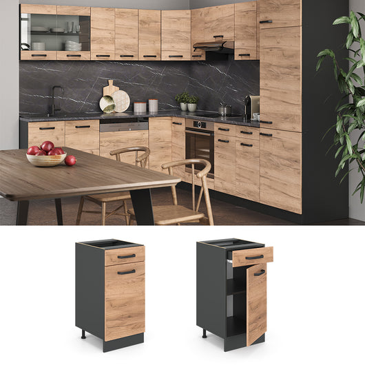 Vicco Mobiletto base per cucina Quercia dorata 40 cm , PL Antracite