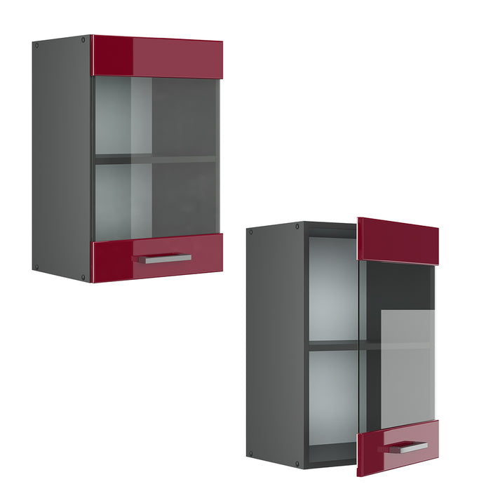 Vicco Mobile da cucina in vetro Rosso lucido 40 cm