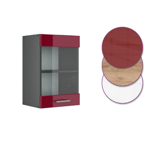 Vicco Mobile da cucina in vetro Rosso lucido 40 cm