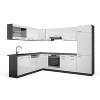 Vicco Cucina angolare completa Bianco lucido/antracite 227 x 287 cm , PL Antracite