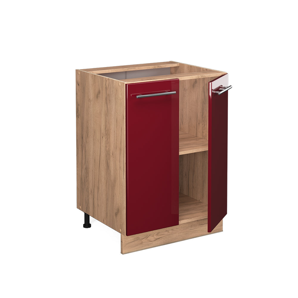 Vicco Mobiletto base cucina Rosso bordeaux lucido 60 cm , PL Rovere