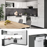 Vicco Cucina angolare completa Bianco lucido/antracite 227 x 287 cm , PL Antracite