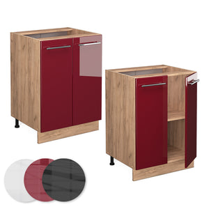 Vicco Mobiletto base cucina Rosso bordeaux lucido 60 cm senza piano di lavoro