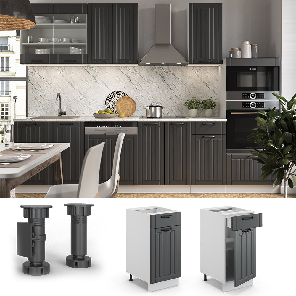 Vicco Mobiletto base per cucina Antracite casa di campagna 40 cm , PL Marmo