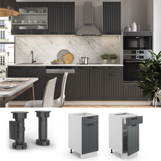 Vicco Mobiletto base per cucina Antracite casa di campagna 40 cm , PL Marmo