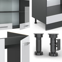 Vicco Cucina angolare completa Bianco lucido/antracite 227 x 287 cm , PL Marmo