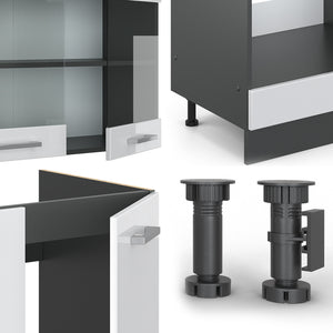 Vicco Cucina angolare completa Bianco lucido/antracite 227 x 287 cm , PL Marmo