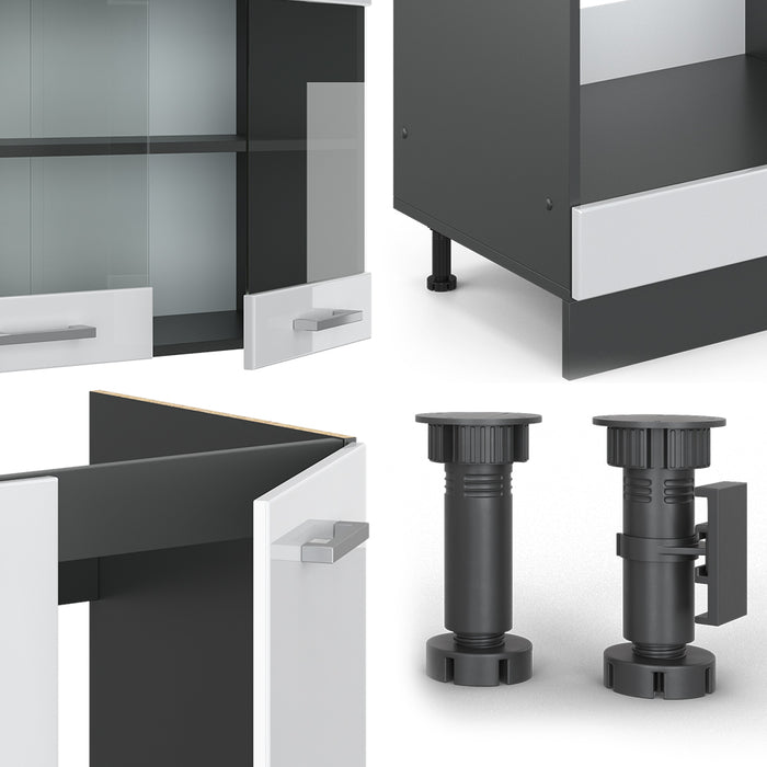 Vicco Cucina angolare completa Bianco lucido/antracite 227 x 287 cm , PL Rovere