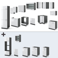 Vicco Cucina angolare completa Bianco lucido/antracite 227 x 287 cm senza piano di lavoro
