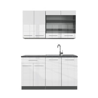 Vicco Cucina completa Bianco lucido/antracite 140 cm senza piano di lavoro