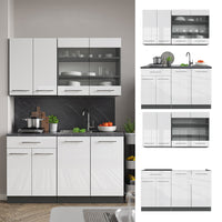 Vicco Cucina completa Bianco lucido/antracite 140 cm , PL Rovere