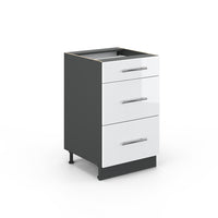 Vicco Mobiletto base per cucina Bianco lucido 50 cm senza piano di lavoro