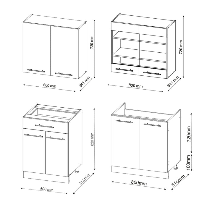 Vicco Cucina completa Bordeaux lucido/rovere dorato 140 cm senza piano di lavoro