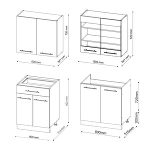 Vicco Cucina completa Verde-oro Country House/Antracite 140 cm , PL Marmo