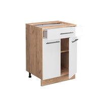 Vicco Mobiletto base per cucina Bianco lucido 60 cm con cassetto, PL Marmo