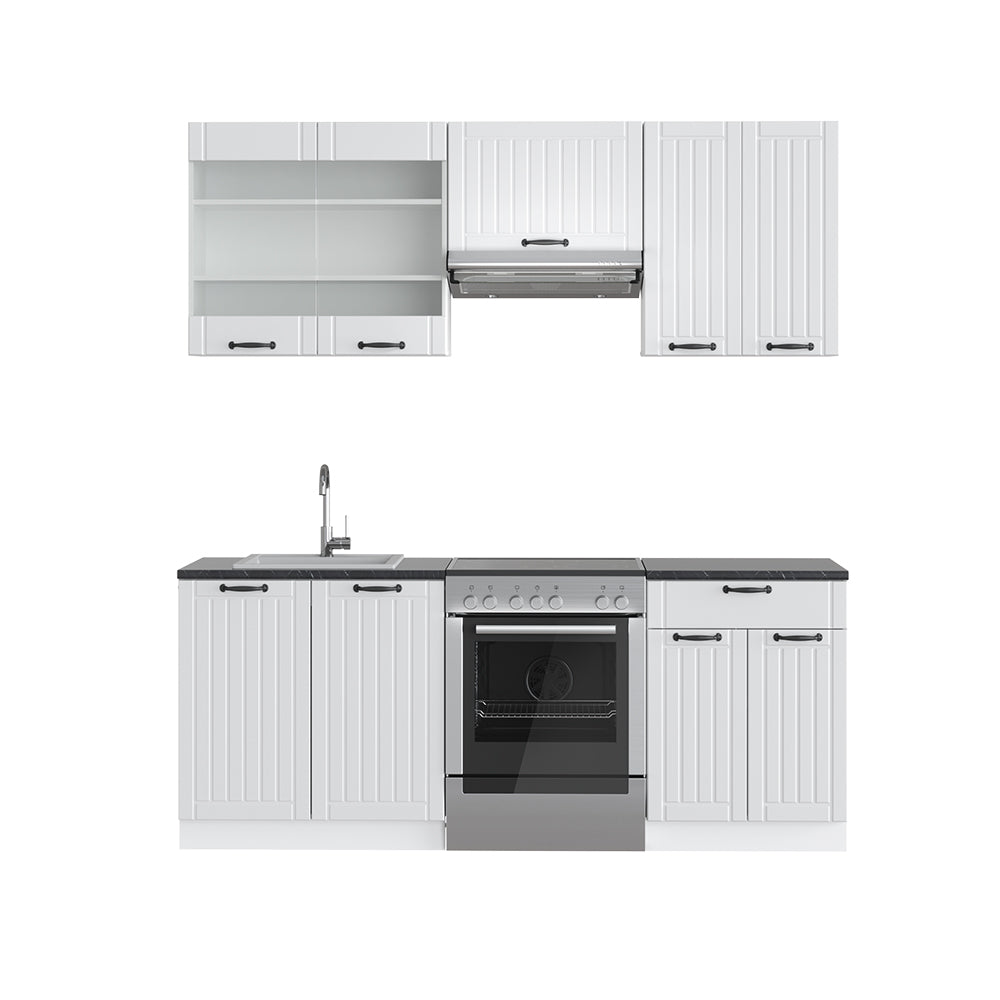 Vicco Cucina componibile Casa di campagna bianca/bianco 200 cm , PL Antracite