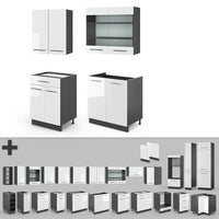 Vicco Cucina completa Bianco lucido/antracite 140 cm , PL Rovere