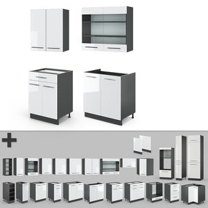Vicco Cucina completa Bianco lucido/antracite 140 cm , PL Rovere