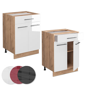 Vicco Mobiletto base per cucina Bianco lucido 60 cm con cassetto, senza piano di lavoro