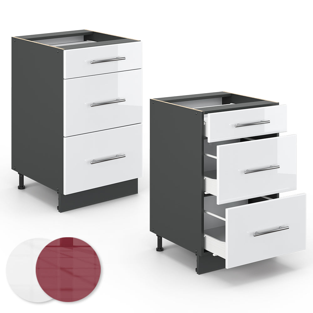 Vicco Mobiletto base per cucina Bianco lucido 50 cm senza piano di lavoro