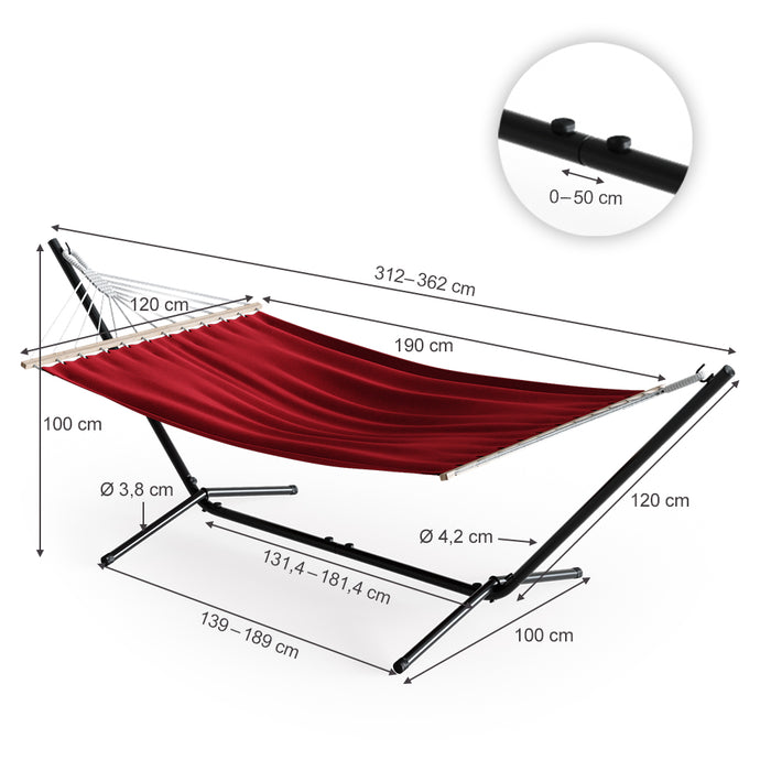 OK-Living Amaca Rosso 190 x 120 cm Telaio in metallo