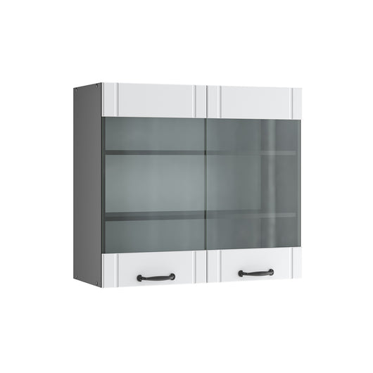 Vicco Mobile da cucina in vetro Bianco casa di campagna 80 cm