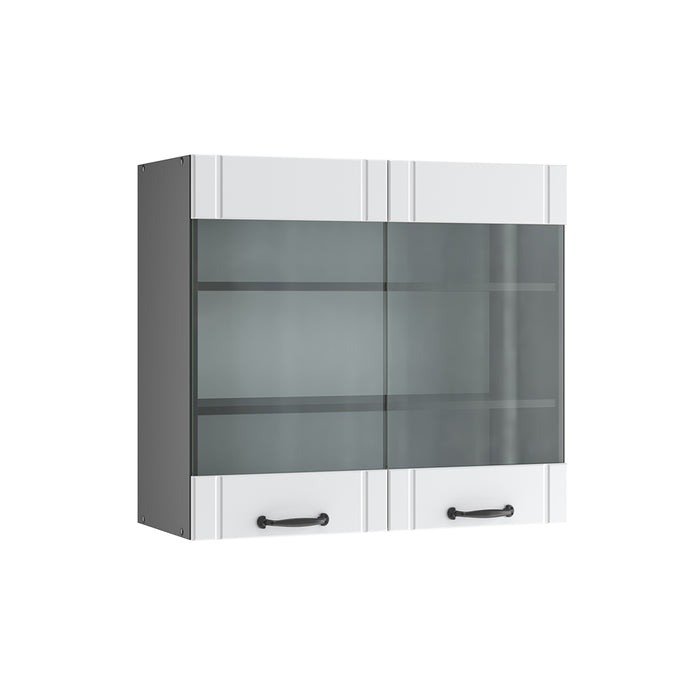 Vicco Mobile da cucina in vetro Bianco casa di campagna 80 cm