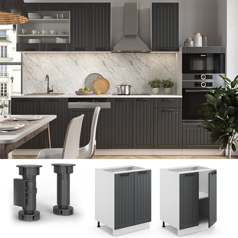 Vicco Mobiletto base cucina Antracite casa di campagna 60 cm , PL Rovere