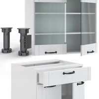 Vicco Cucina completa Casa di campagna bianca/bianco 140 cm , PL Marmo