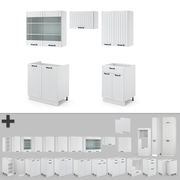 Vicco Cucina componibile Casa di campagna bianca/bianco 200 cm , PL Marmo