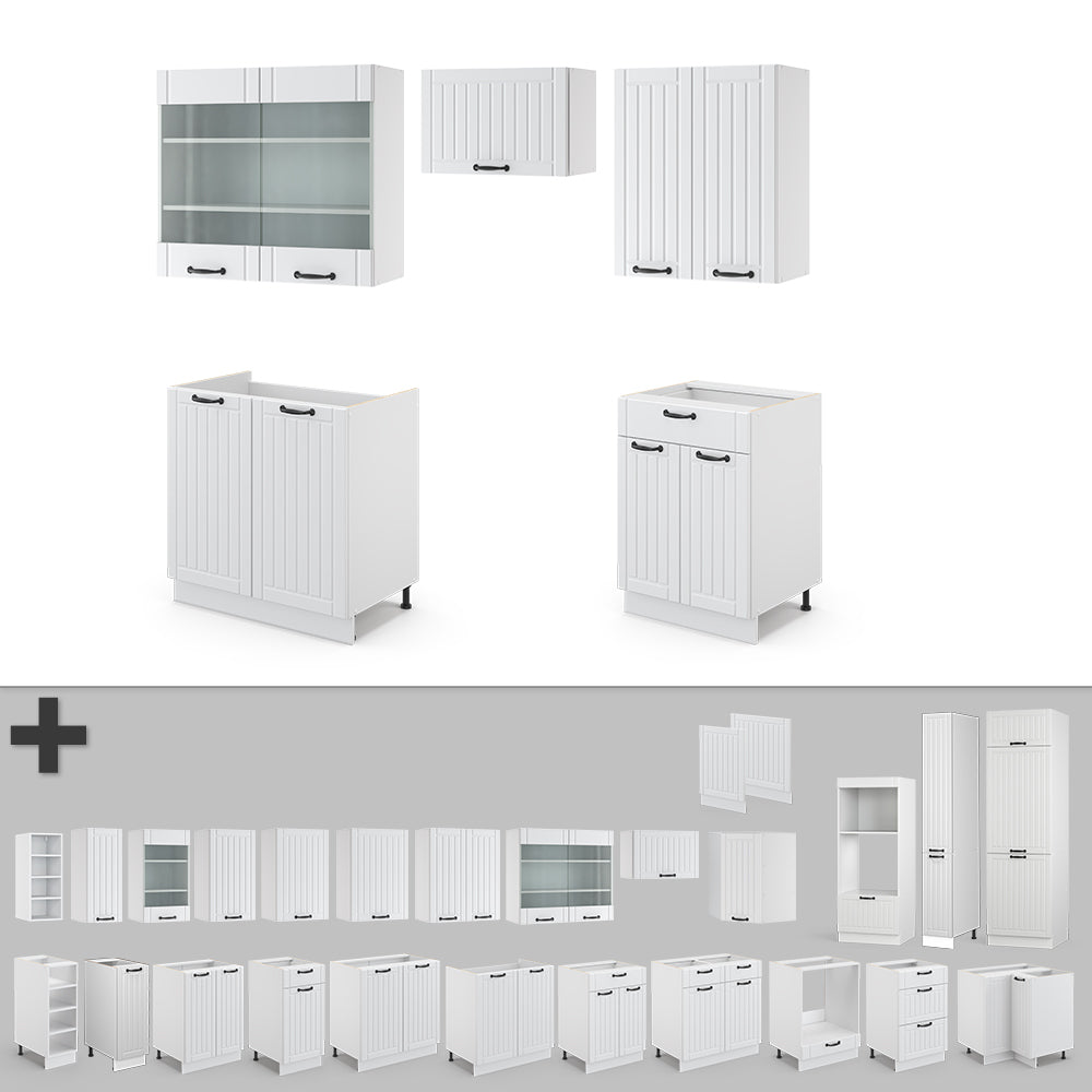 Vicco Cucina componibile Casa di campagna bianca/bianco 200 cm , PL Rovere