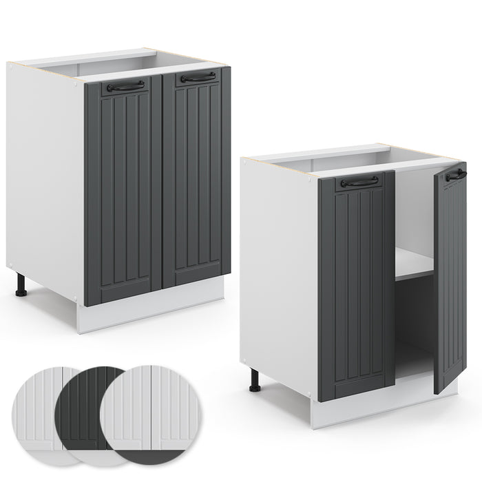 Vicco Mobiletto base cucina Antracite casa di campagna 60 cm , PL Rovere