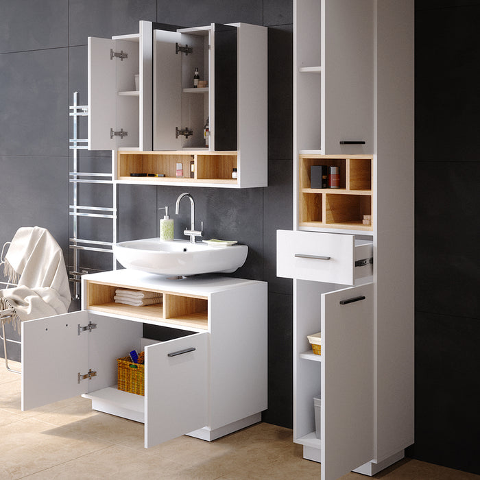 Vicco Set mobili bagno Bianco 3 parti, con colonna