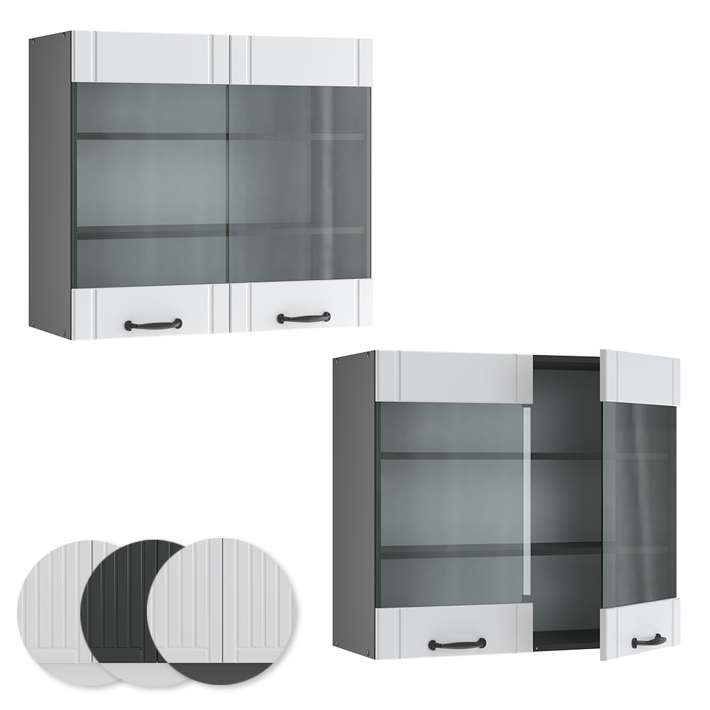 Vicco Mobile da cucina in vetro Bianco casa di campagna 80 cm