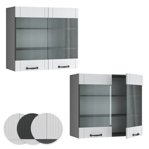 Vicco Mobile da cucina in vetro Bianco casa di campagna 80 cm