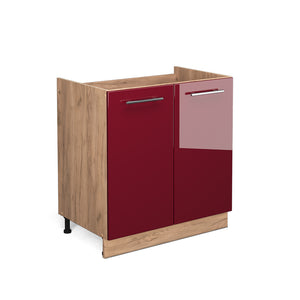 Vicco Mobile lavello cucina Rosso bordeaux lucido 80 cm senza piano di lavoro