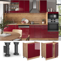 Vicco Mobile lavello cucina Rosso bordeaux lucido 80 cm , PL Marmo