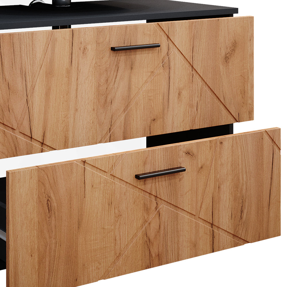 Vicco Set mobili bagno Quercia dorata/antracite 3 parti, con mobile midi