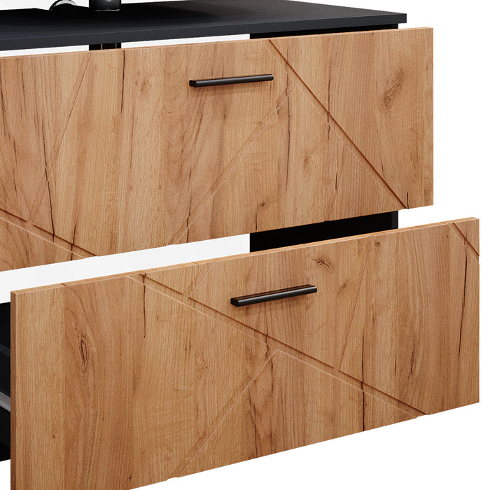 Vicco Set mobili bagno Quercia dorata/antracite 3 parti, con mobile midi