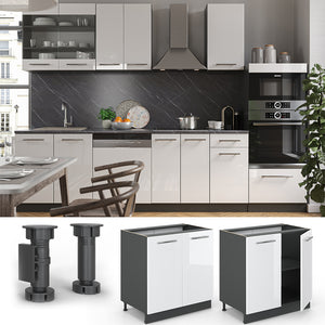 Vicco Mobile lavello cucina Bianco lucido 80 cm con ripiano, PL Rovere