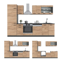 Vicco Cucina componibile Quercia dorata/antracite 300 cm , PL Marmo