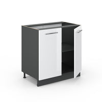 Vicco Mobile lavello cucina Bianco lucido 80 cm con ripiano, PL Rovere