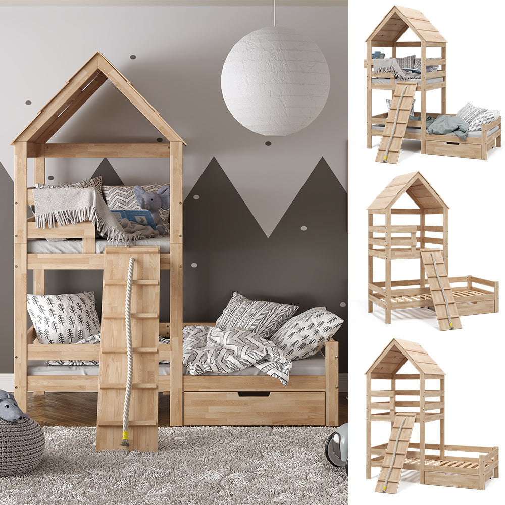 Vitalispa Letto montessori bambini Legno naturale 90x200 cm con cassetto
