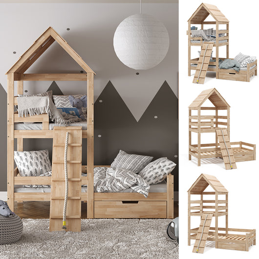 Vitalispa Letto montessori bambini Legno naturale 90x200 cm con cassetto