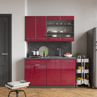 Vicco Cucina completa Bordeaux lucido/antracite 140 cm , PL Marmo