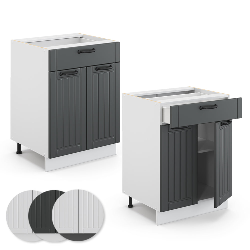 Vicco Mobiletto base per cucina Antracite casa di campagna 60 cm con cassetto, PL Marmo