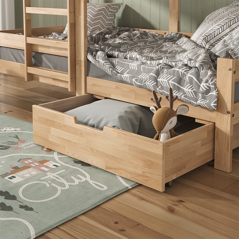Vitalispa Letto montessori bambini Legno naturale 90x200 cm con cassetto